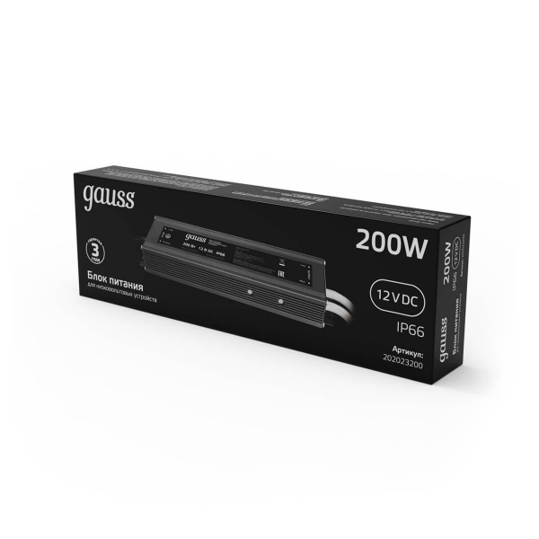 Блок питания Gauss 12V 200W IP66 20A 202023200 Блок питания Gauss 12V 200W IP66 20A 202023200