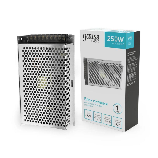 Блок питания Gauss 250W 12V IP20 BT507 Блок питания Gauss 250W 12V IP20 BT507