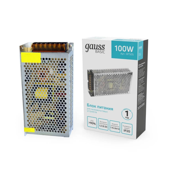 Блок питания Gauss 100W 12V IP20 BT505 Блок питания Gauss 100W 12V IP20 BT505
