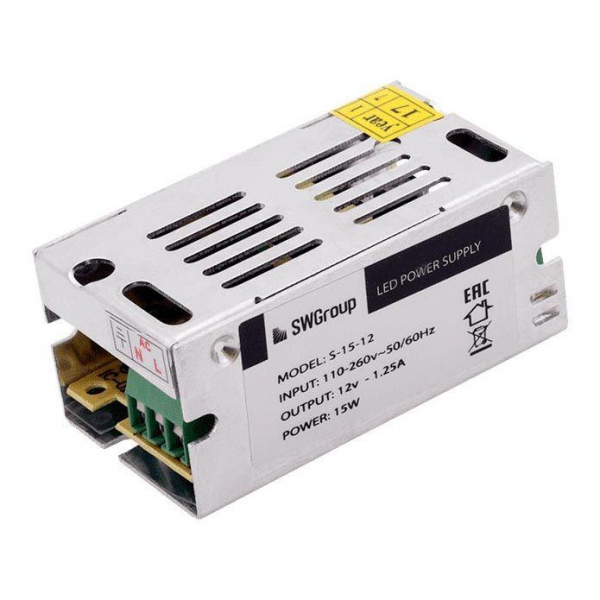 Блок питания SWG 12V 15W IP20 1,25A S-15-12 900045 Блок питания SWG 12V 15W IP20 1,25A S-15-12 900045