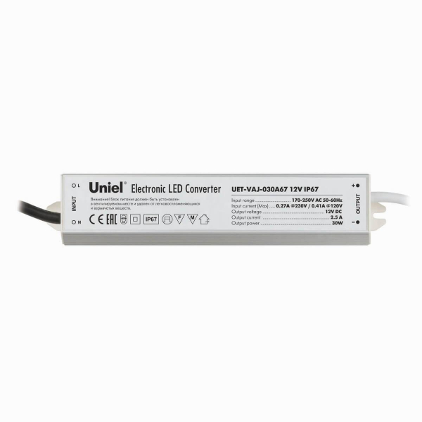 Блок питания Uniel 12V 30W IP67 2,5A UET-VAJ-030A67 10587 Блок питания Uniel 12V 30W IP67 2,5A UET-VAJ-030A67 10587