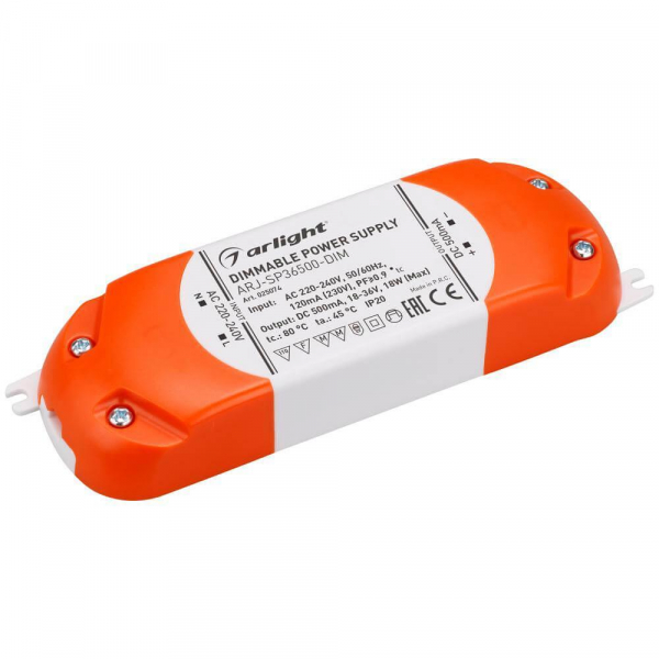 Драйвер Arlight ARJ-SP36500-DIM 18-36V 18W IP20 0,5A 025074 Драйвер Arlight ARJ-SP36500-DIM 18-36V 18W IP20 0,5A 025074