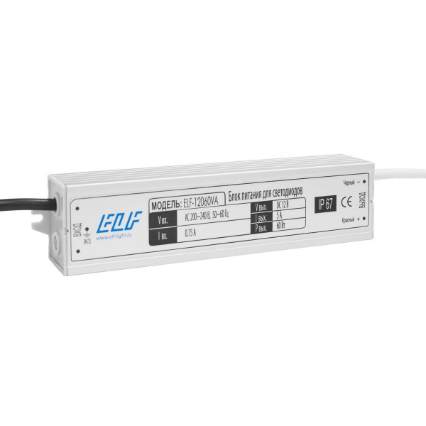 Блок питания герметичный ELFCompact, 12В, 60Вт, металл, IP67 ELF-12060VA Блок питания герметичный ELFCompact, 12В, 60Вт, металл, IP67 ELF-12060VA