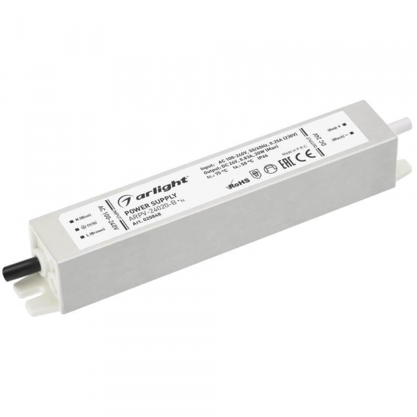 Блок питания Arlight ARPV-20-B 24V 20W IP67 0,83A 020848 Блок питания Arlight ARPV-20-B 24V 20W IP67 0,83A 020848