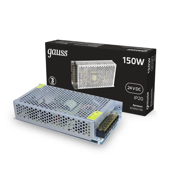 Блок питания Gauss 150W 24V IP20 202002150 Блок питания Gauss 150W 24V IP20 202002150