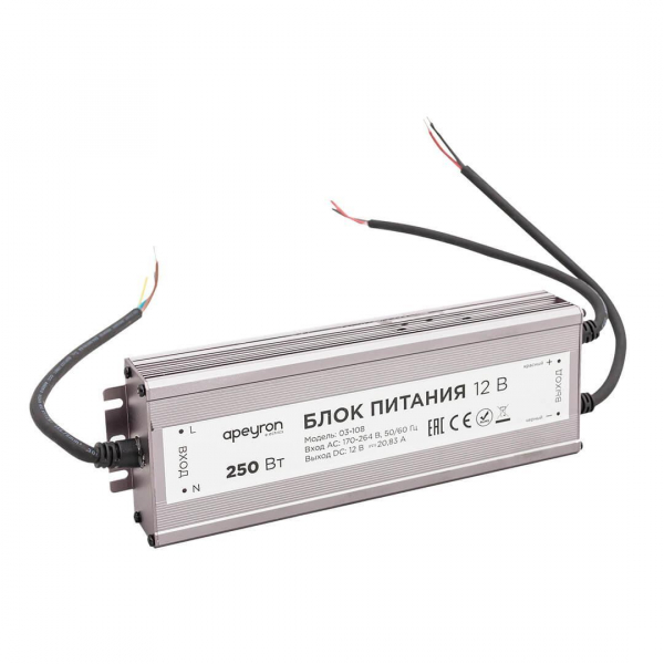 Блок питания Apeyron 12V 250W IP67 20,83A 03-108 Блок питания Apeyron 12V 250W IP67 20,83A 03-108