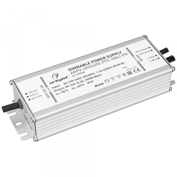 Блок питания Arlight ARPV-UH24200-PFC-Dali-PH 24V 200W IP67 8,3A 028108 Блок питания Arlight ARPV-UH24200-PFC-Dali-PH 24V 200W IP67 8,3A 028108