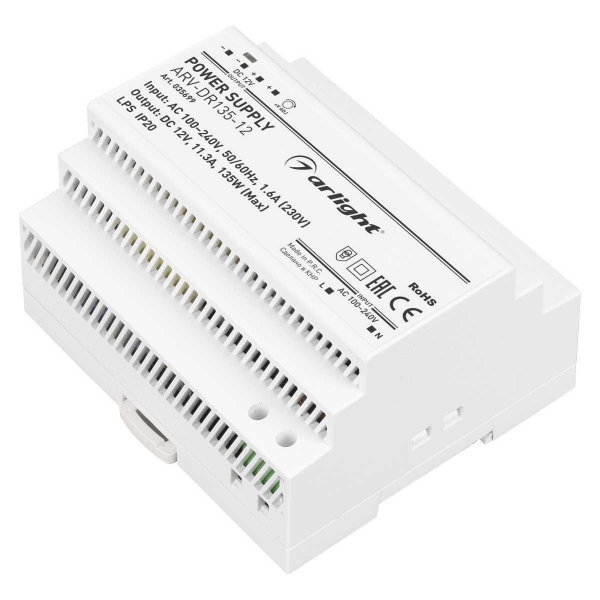 Блок питания Arlight ARV-DR135-12 12V 135W IP20 11,3A 035699 Блок питания Arlight ARV-DR135-12 12V 135W IP20 11,3A 035699