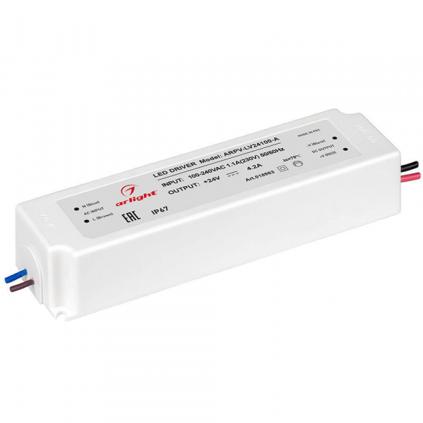 Блок питания Arlight ARPV-LV100-A 24V 100W IP67 4,2A 018983(1) Блок питания Arlight ARPV-LV100-A 24V 100W IP67 4,2A 018983(1)
