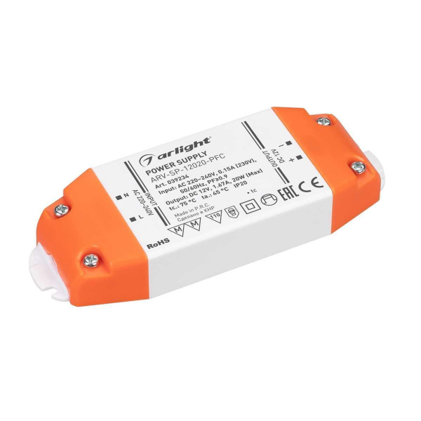 Блок питания Arlight ARV-SP-12020-PFC 12V 20W IP20 1,67A 039234 Блок питания Arlight ARV-SP-12020-PFC 12V 20W IP20 1,67A 039234