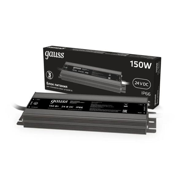 Блок питания Gauss 150W 24V IP66 202022150 Блок питания Gauss 150W 24V IP66 202022150