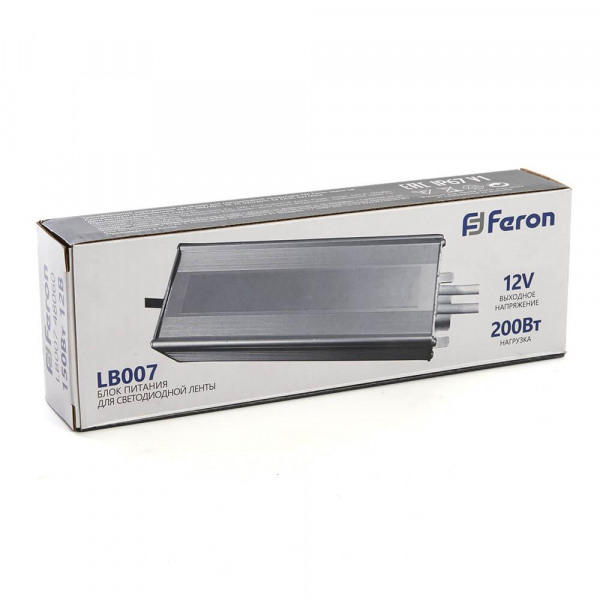 Блок питания для светодиодной ленты Feron LB007 12V 200W IP67 16,5A 48061 Блок питания для светодиодной ленты Feron LB007 12V 200W IP67 16,5A 48061