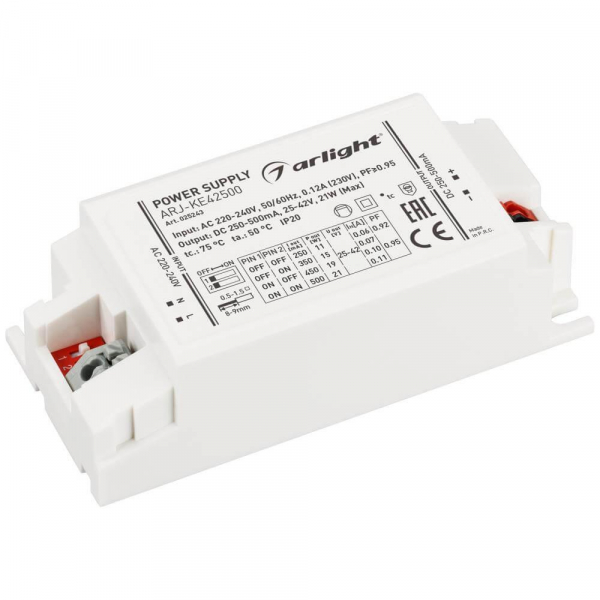 Драйвер Arlight ARJ-KE42500 25-42V 21W IP20 0,25-0,5A 025243 Драйвер Arlight ARJ-KE42500 25-42V 21W IP20 0,25-0,5A 025243