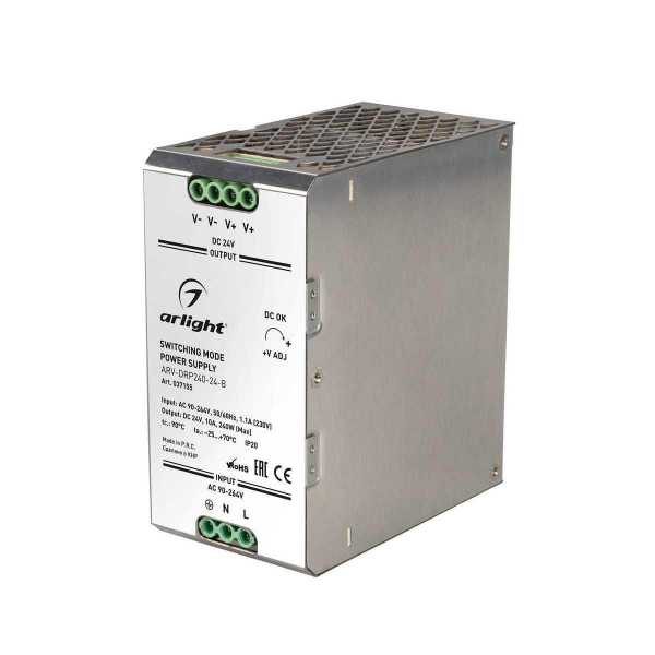 Блок питания Arlight ARV-DRP240-24-B 24V 240W IP20 10A 037155 Блок питания Arlight ARV-DRP240-24-B 24V 240W IP20 10A 037155