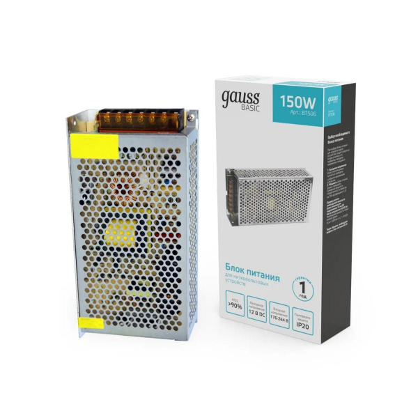 Блок питания Gauss 150W 12V IP20 BT506 Блок питания Gauss 150W 12V IP20 BT506