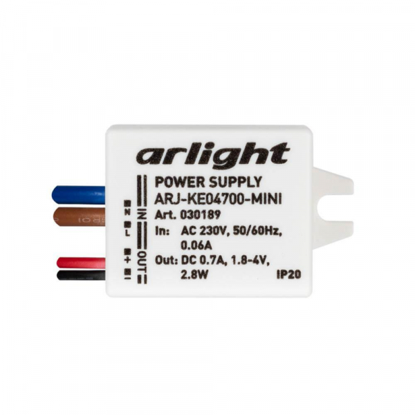 Драйвер Arlight ARJ-KE04700-Mini 1,8-4V 2,8W IP20 0,7A 030189 Драйвер Arlight ARJ-KE04700-Mini 1,8-4V 2,8W IP20 0,7A 030189