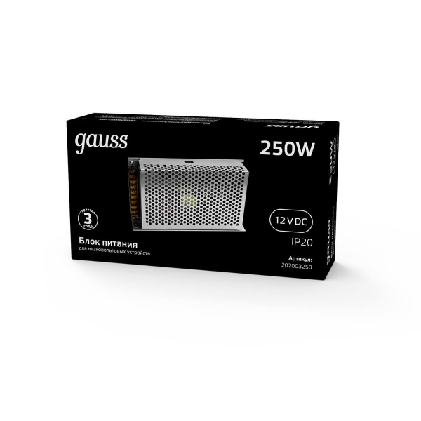 Блок питания Gauss Led Strip PS 12V 250W IP20 25A 202003250 Блок питания Gauss Led Strip PS 12V 250W IP20 25A 202003250