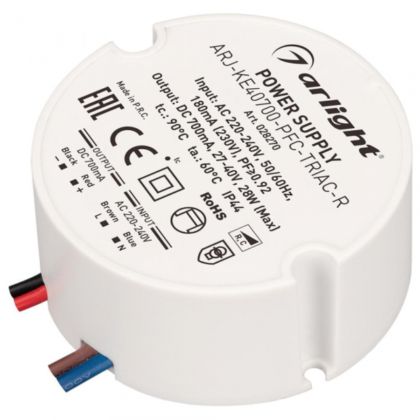 Драйвер Arlight ARJ-KE40700-PFC-Triac-R 27-40V 28W IP44 0,7A 028270 Драйвер Arlight ARJ-KE40700-PFC-Triac-R 27-40V 28W IP44 0,7A 028270