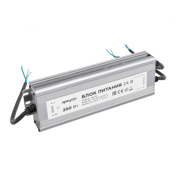 Блок питания Apeyron 24V 250W IP67 10,4A 03-115 Блок питания Apeyron 24V 250W IP67 10,4A 03-115