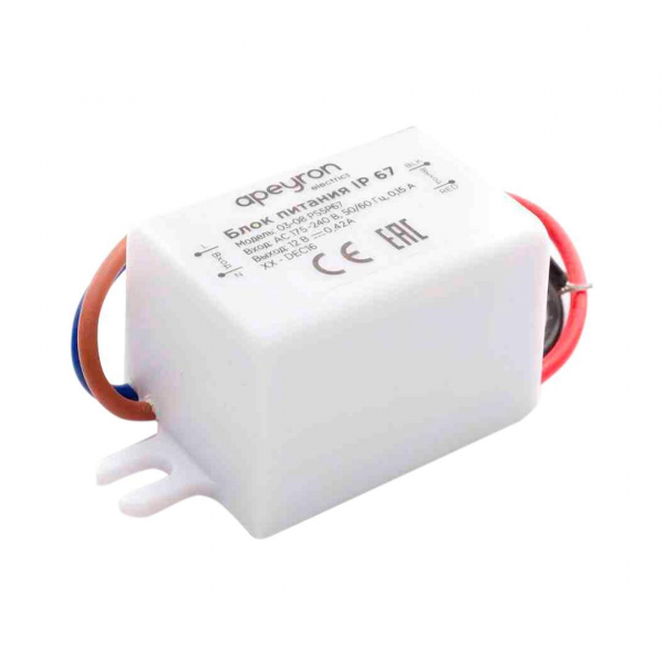 Блок питания Apeyron 12V 5W IP67 0.42A 03-08 Блок питания Apeyron 12V 5W IP67 0.42A 03-08