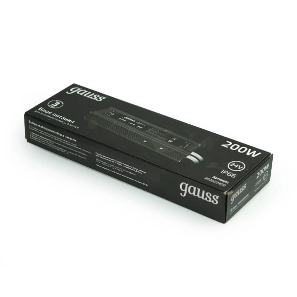 Блок питания Gauss 200W 24V IP66 202022400 Блок питания Gauss 200W 24V IP66 202022400