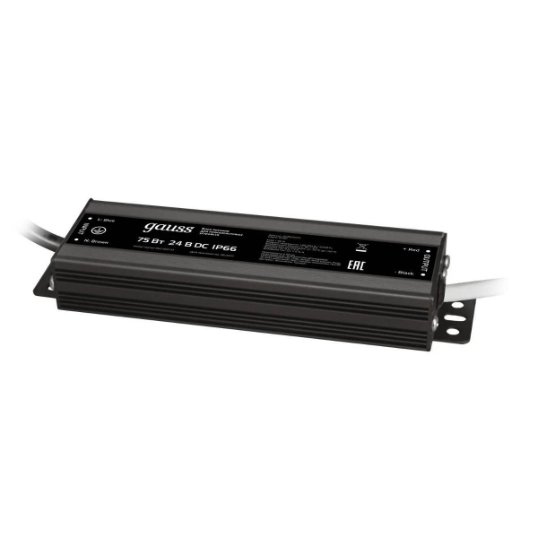Блок питания Gauss 75W 24V IP66 202022075 Блок питания Gauss 75W 24V IP66 202022075