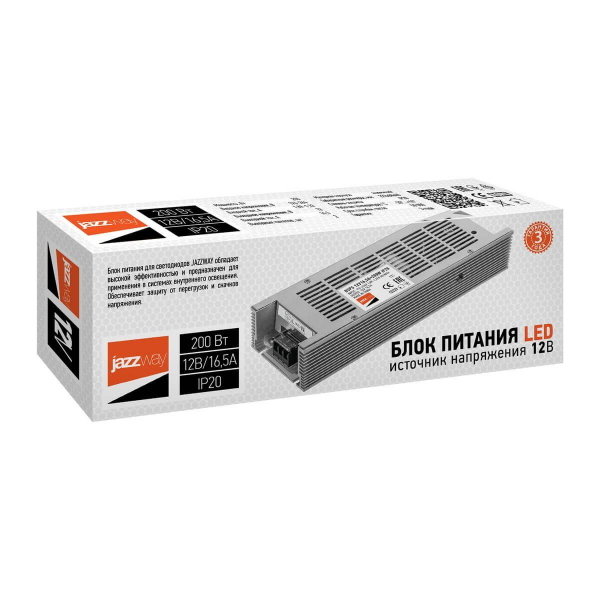 Блок питания Jazzway BSPS 12V 200W IP20 16,5A 2859433A Блок питания Jazzway BSPS 12V 200W IP20 16,5A 2859433A