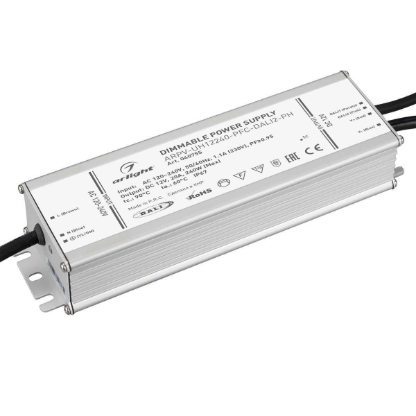 Блок питания Arlight ARPV-UH12240-PFC-Dali2-PH 12V 240W IP67 20A 040755 Блок питания Arlight ARPV-UH12240-PFC-Dali2-PH 12V 240W IP67 20A 040755