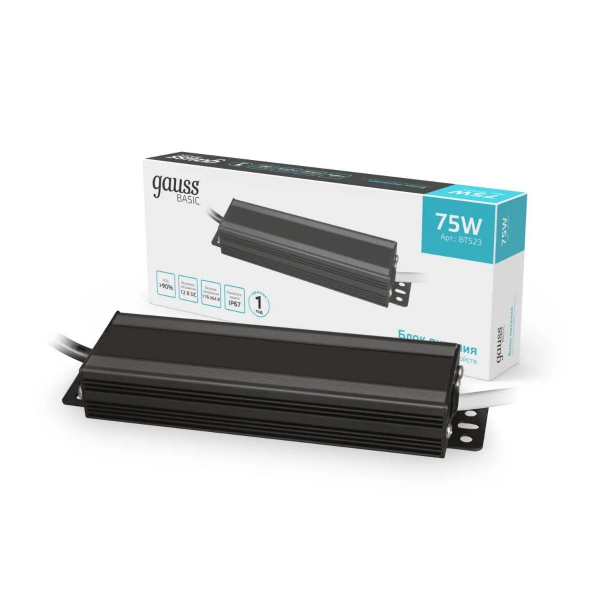 Блок питания Gauss 75W 12V IP67 BT523 Блок питания Gauss 75W 12V IP67 BT523