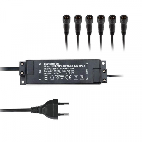 Блок питания для светодиодов Uniel 12V 9W IP33 0,7A UET-VPL-009А33 08939 Блок питания для светодиодов Uniel 12V 9W IP33 0,7A UET-VPL-009А33 08939