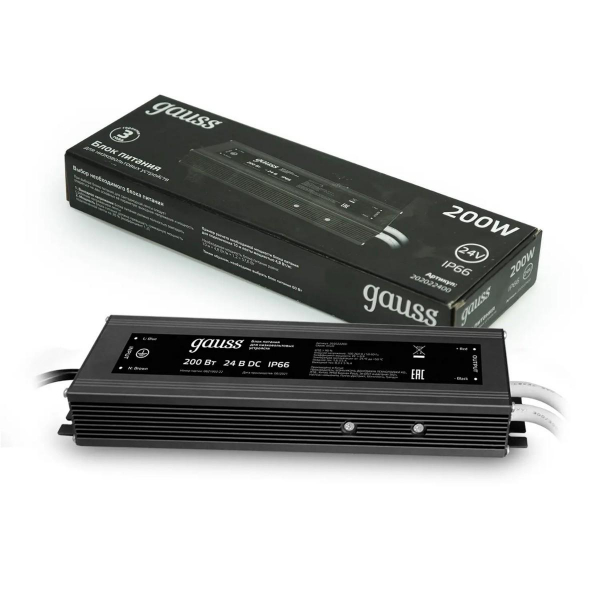 Блок питания Gauss 200W 24V IP66 202022400 Блок питания Gauss 200W 24V IP66 202022400