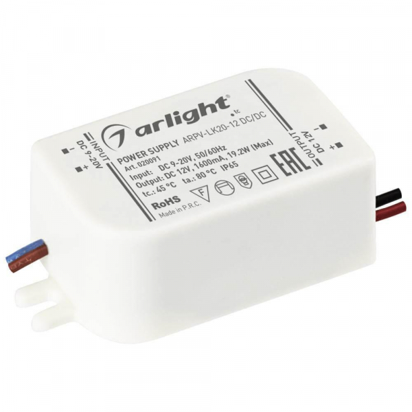 Блок питания Arlight ARPV-LK20-12 DC/DC 12V 19,2W IP65 1,6A 020091 Блок питания Arlight ARPV-LK20-12 DC/DC 12V 19,2W IP65 1,6A 020091