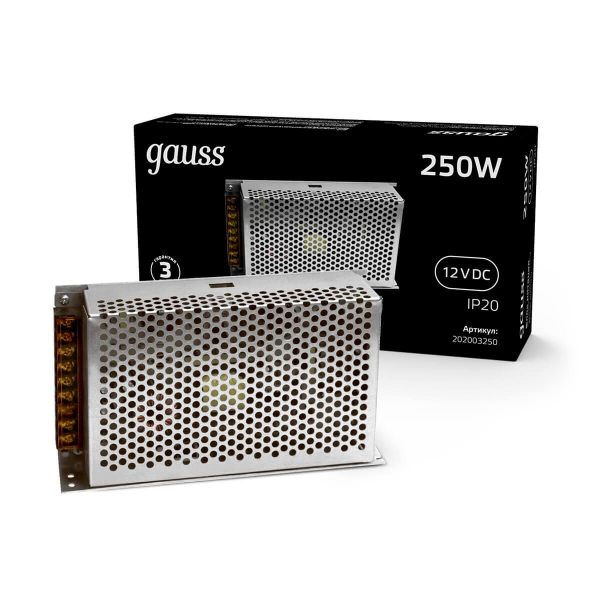 Блок питания Gauss Led Strip PS 12V 250W IP20 25A 202003250 Блок питания Gauss Led Strip PS 12V 250W IP20 25A 202003250
