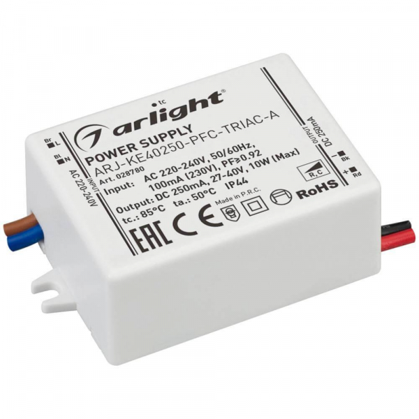 Драйвер Arlight ARJ-KE40250-PFC-Triac-A 27-40V 10W IP44 0,25A 028780 Драйвер Arlight ARJ-KE40250-PFC-Triac-A 27-40V 10W IP44 0,25A 028780