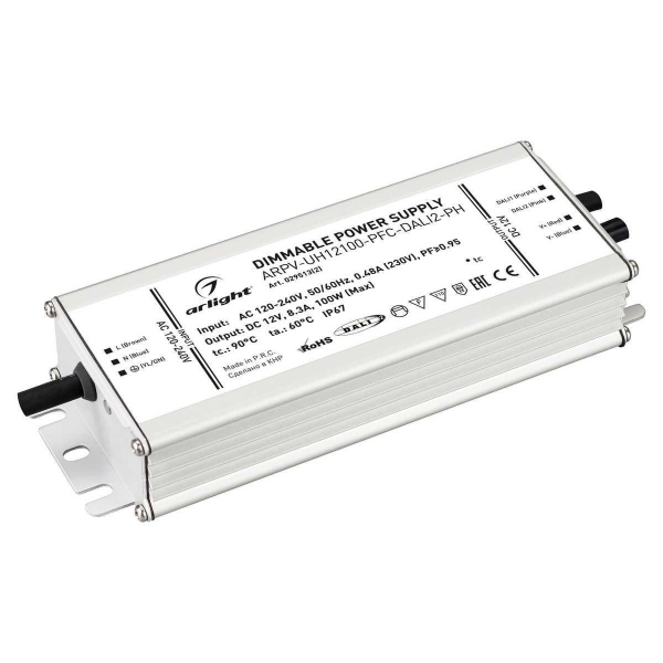 Блок питания Arlight ARPV-UH12100-PFC-Dali2-PH 12V 100W IP67 8,3A 029513(2) Блок питания Arlight ARPV-UH12100-PFC-Dali2-PH 12V 100W IP67 8,3A 029513(2)
