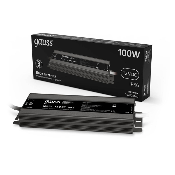 Блок питания Gauss 12V 100W IP66 10A 202023100 Блок питания Gauss 12V 100W IP66 10A 202023100