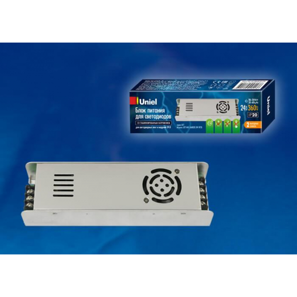 Блок питания Uniel 24V 360W IP20 15A UET-VAS-360B20 24V IP20 UL-00002435 Блок питания Uniel 24V 360W IP20 15A UET-VAS-360B20 24V IP20 UL-00002435