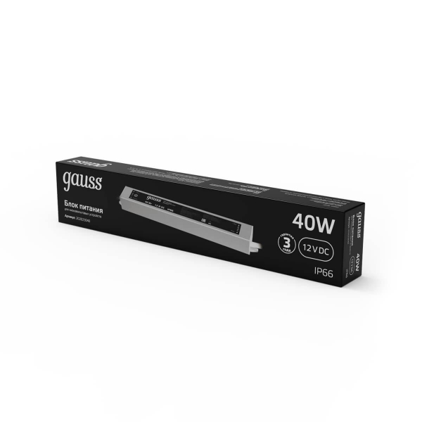 Блок питания Gauss 12V 40W IP66 5A 202023040 Блок питания Gauss 12V 40W IP66 5A 202023040