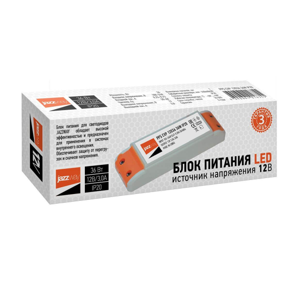 Блок питания Jazzway BSPS 12V 36W IP20 3A 1016355 Блок питания Jazzway BSPS 12V 36W IP20 3A 1016355