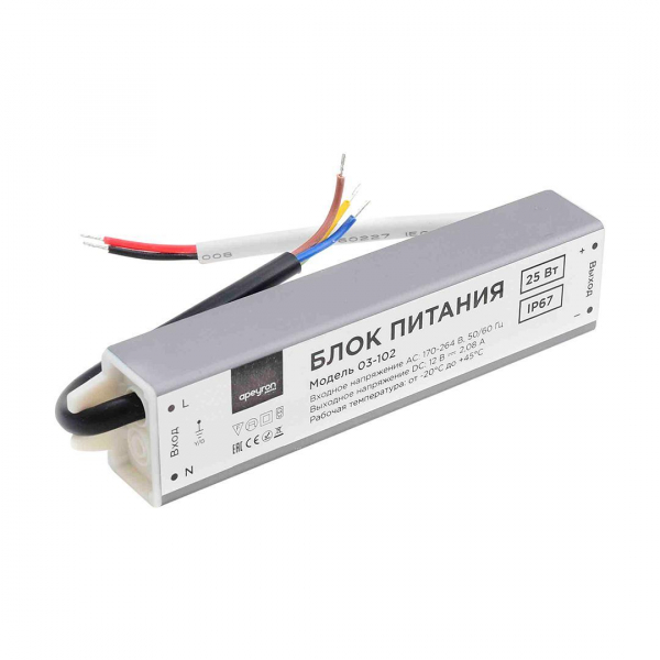 Блок питания Apeyron 12V 25W IP67 2,08A 03-102 Блок питания Apeyron 12V 25W IP67 2,08A 03-102