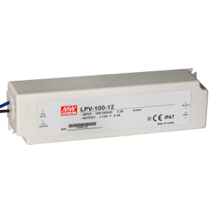 Блок питания Mean Well, герметичный, LPV-100-12, в пластиковом корпусе LPV-100-12