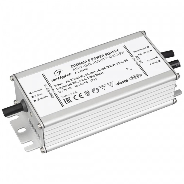 Блок питания Arlight ARPV-UH24100-PFC-Dali-PH 24V 100W IP67 4,2A 029151 Блок питания Arlight ARPV-UH24100-PFC-Dali-PH 24V 100W IP67 4,2A 029151