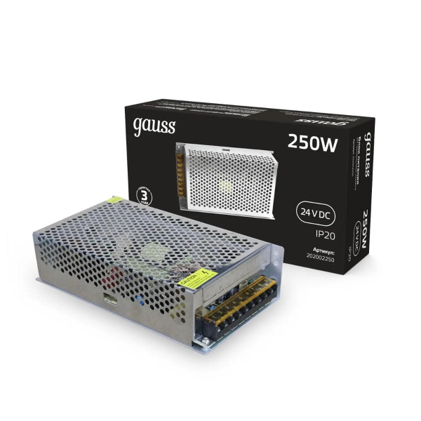 Блок питания Gauss 250W 24V IP20 202002250 Блок питания Gauss 250W 24V IP20 202002250