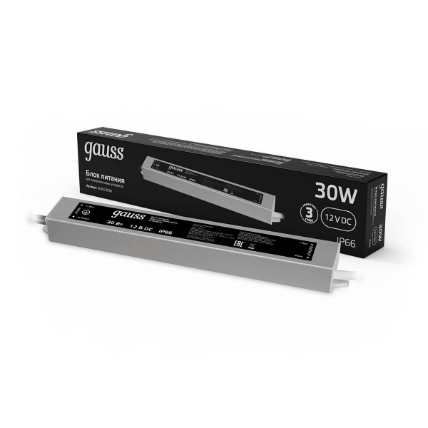 Блок питания Gauss 12V 30W IP66 4A 202023030 Блок питания Gauss 12V 30W IP66 4A 202023030