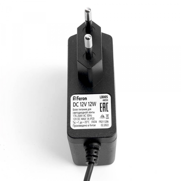 Блок питания для светодиодной ленты Feron LB005 12V 12W IP20 1A 48050 Блок питания для светодиодной ленты Feron LB005 12V 12W IP20 1A 48050