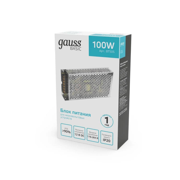 Блок питания Gauss 100W 12V IP20 BT505 Блок питания Gauss 100W 12V IP20 BT505