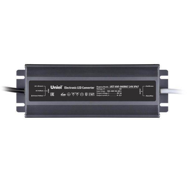 Блок питания Uniel 24V 60W IP67 2,5A UET-VAF-060B67 24V IP67 UL-00009366 Блок питания Uniel 24V 60W IP67 2,5A UET-VAF-060B67 24V IP67 UL-00009366
