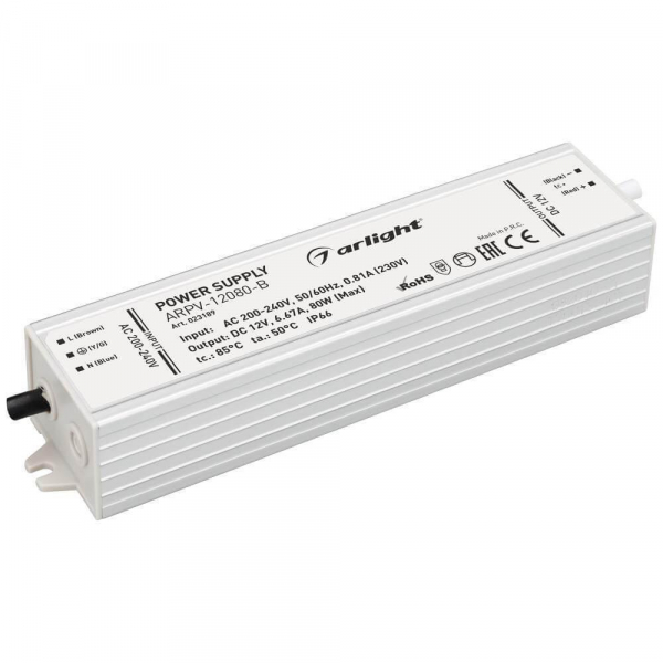 Блок питания Arlight ARPV-12080B 12V 80W IP67 6,67A 023189 Блок питания Arlight ARPV-12080B 12V 80W IP67 6,67A 023189