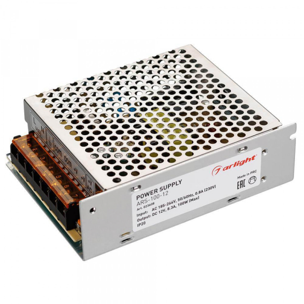 Блок питания Arlight ARS-100-12 12V 100W IP20 8,3A 023608 Блок питания Arlight ARS-100-12 12V 100W IP20 8,3A 023608