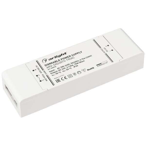 Блок питания Arlight ARV-SN24075-TRIAC 24V 75W IP20 3,125A 030935 Блок питания Arlight ARV-SN24075-TRIAC 24V 75W IP20 3,125A 030935